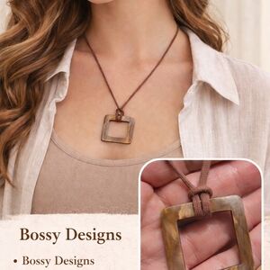 Brown Square Pendant Necklace